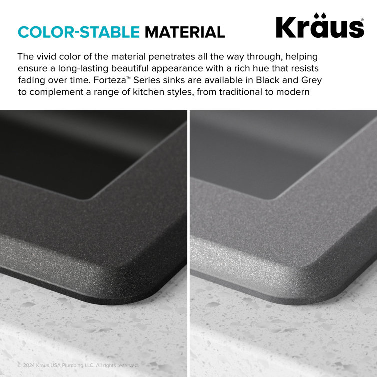 32-Inch Black Granite Undermount Single Bowl Kitchen Sink