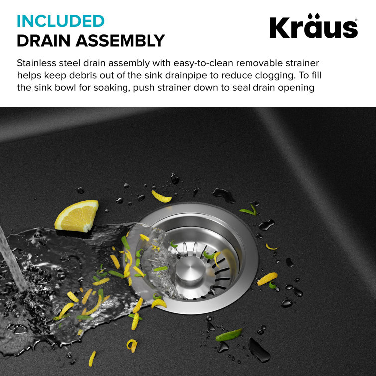 32-Inch Black Granite Undermount Single Bowl Kitchen Sink