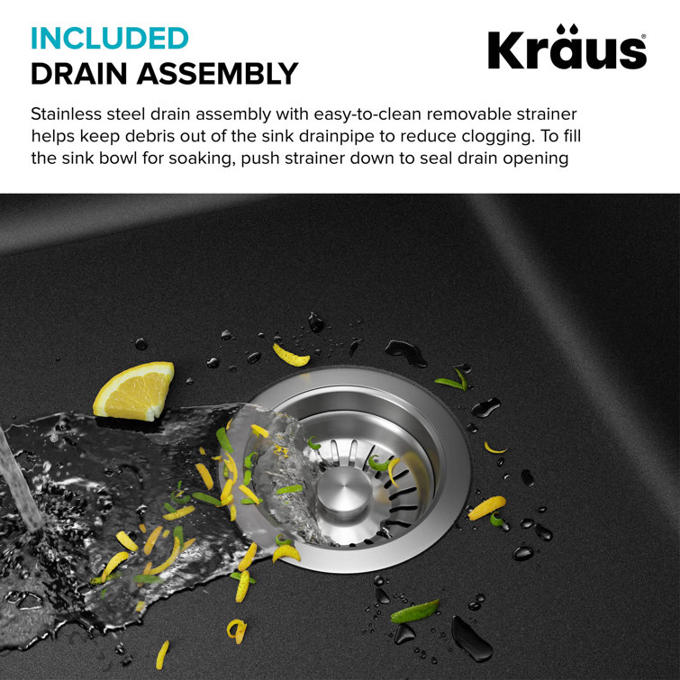 33-Inch Black Granite Single Bowl Drop-In Kitchen Sink
