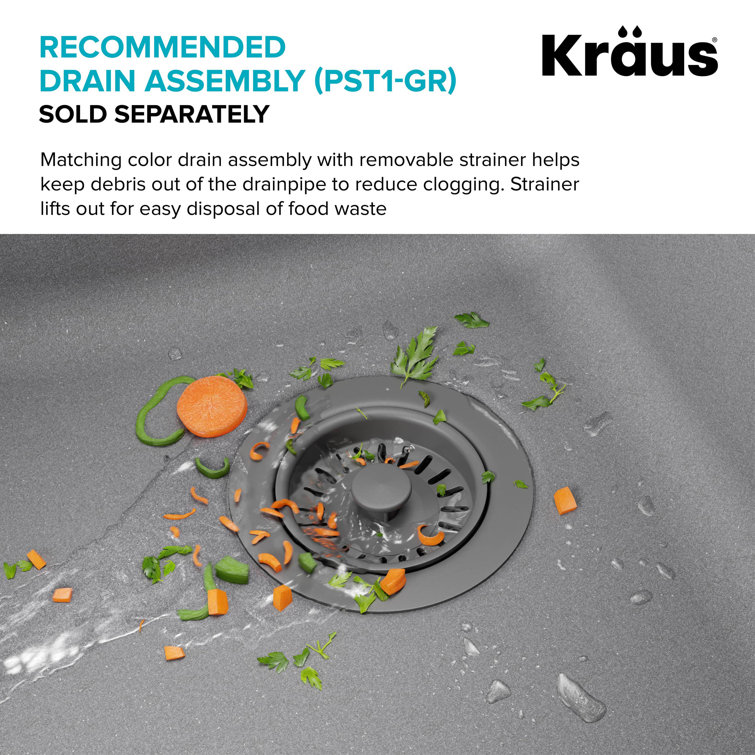 Gray 33-inch Dual Mount Double Bowl Granite Kitchen Sink
