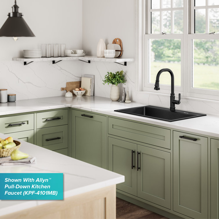 Black Onyx Granite Single Bowl Drop-In Kitchen Sink