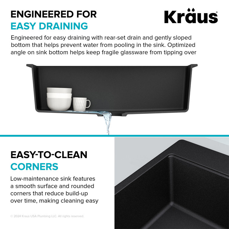 Black Onyx Granite Single Bowl Drop-In Kitchen Sink