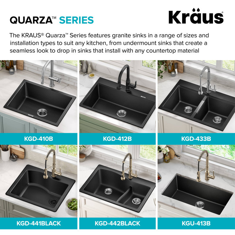 Gray Granite 25-Inch Drop-In Single Bowl Kitchen Sink