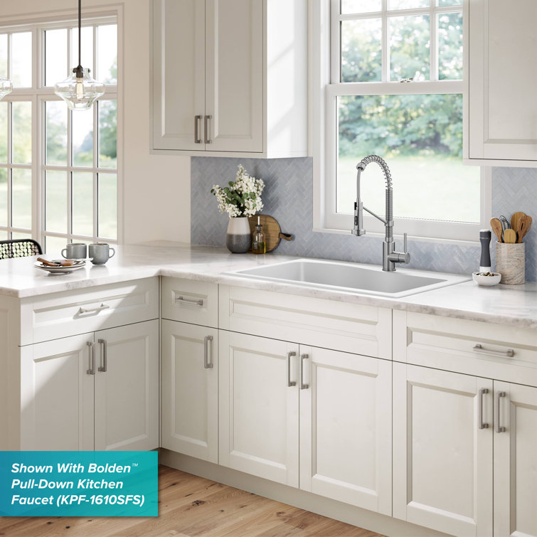 White Granite 33" Dual Bowl Drop-In Kitchen Sink