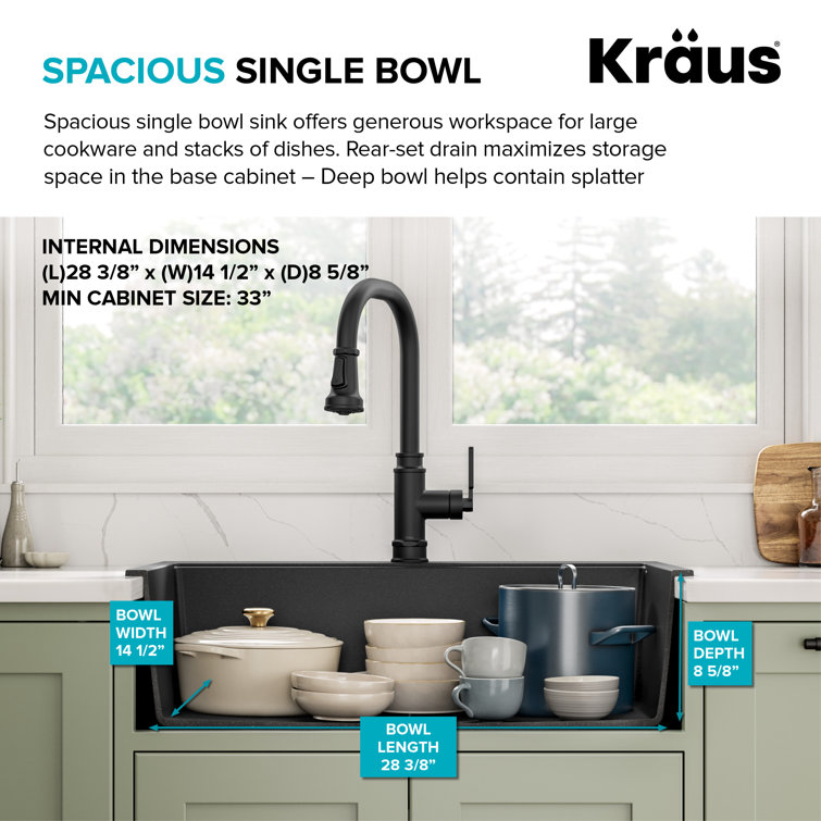 Black Onyx Granite Single Bowl Drop-In Kitchen Sink