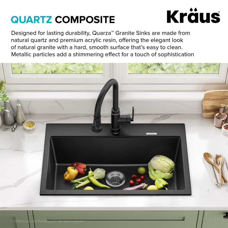 Black Onyx Granite Single Bowl Drop-In Kitchen Sink