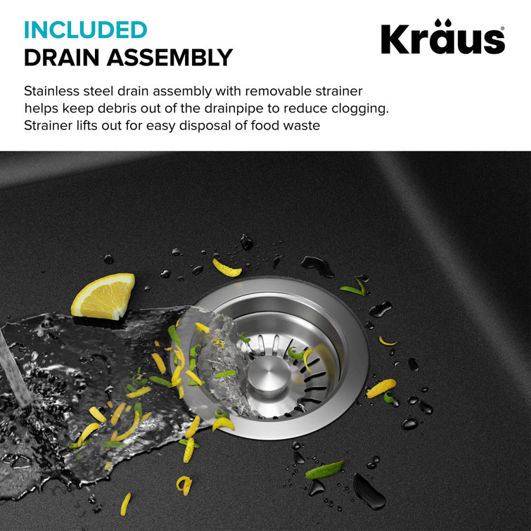 33-Inch Black Granite Double Bowl Drop-In Kitchen Sink