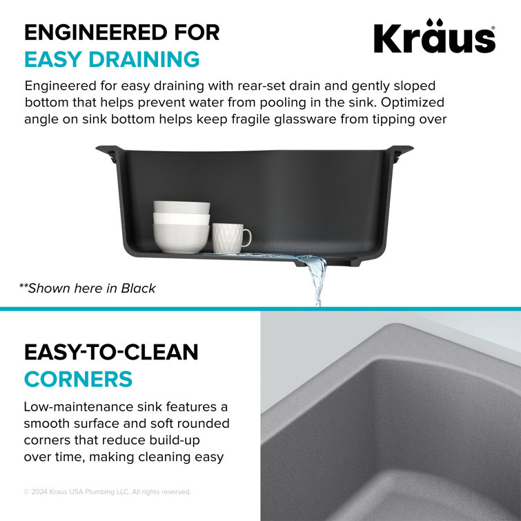 Gray Granite 25-Inch Drop-In Single Bowl Kitchen Sink