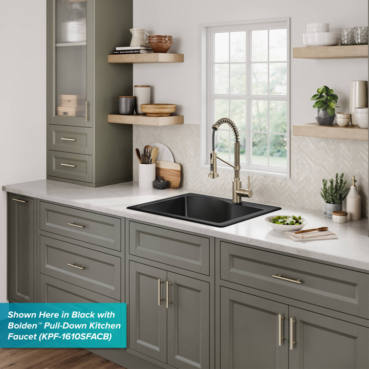 Gray Granite 25-Inch Drop-In Single Bowl Kitchen Sink