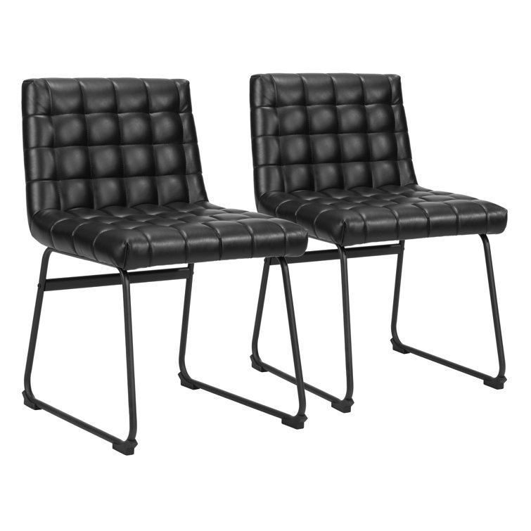 Pago Black Faux Leather Upholstered Side Chair Set