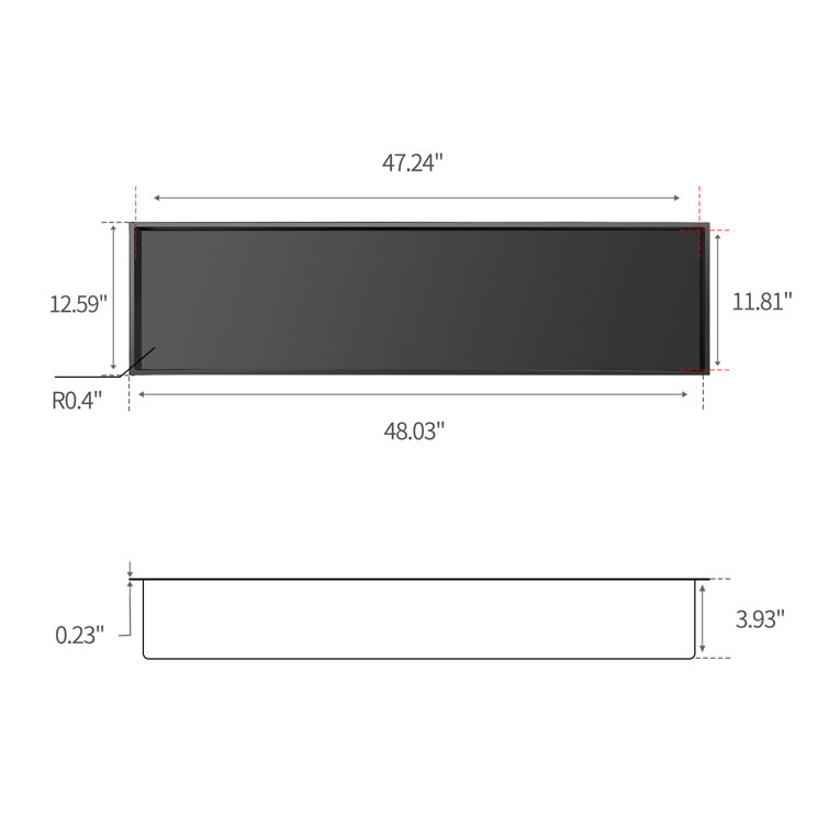 48" Black Stainless Steel Rectangular Recessed Shower Niche