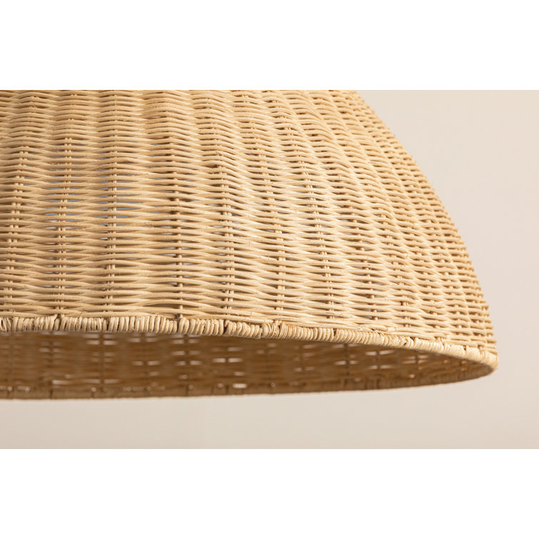 Aged Brass Indoor/Outdoor Pendant with Natural Wicker Shade