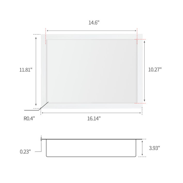 16.14"x11.81"x 3.93" White Stainless Steel Rectangular Recessed Shower Niche