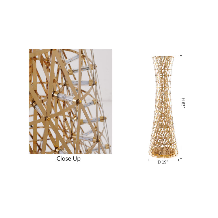 Luxe Gold Stainless Steel 63" Torchiere LED Floor Lamp