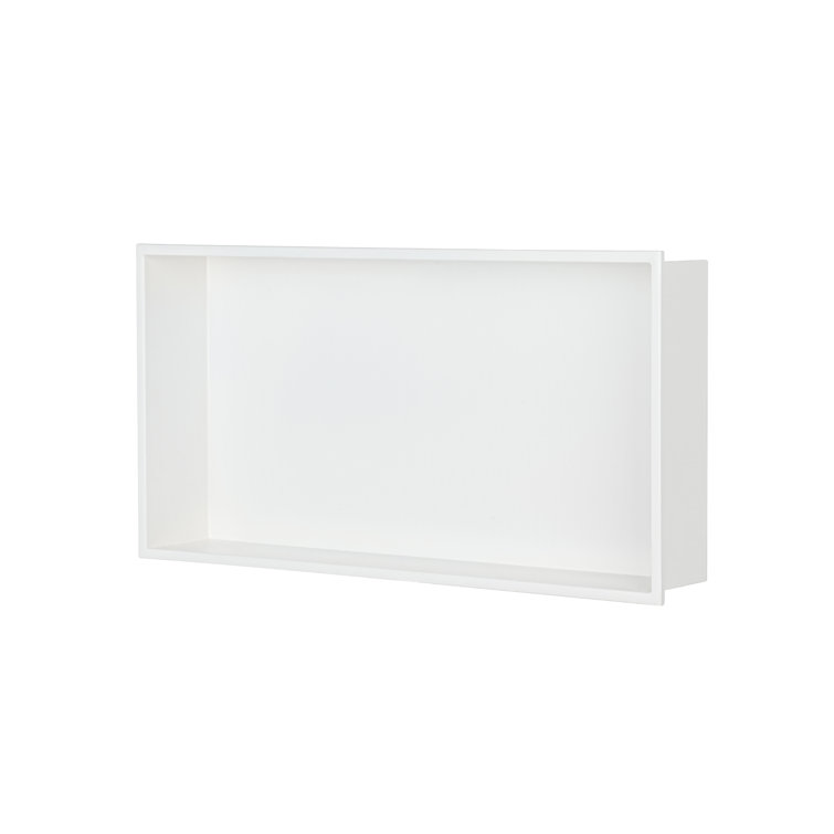 24.4" White Stainless Steel Rectangular Recessed Shower Niche