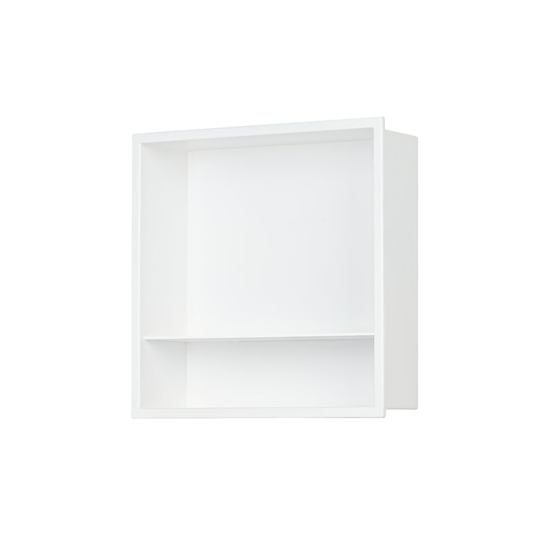 12.6" White Stainless Steel Recessed Shower Niche with Shelf