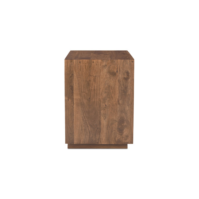 Rustic Brown Mango Wood 26" Nightstand with Iron Base