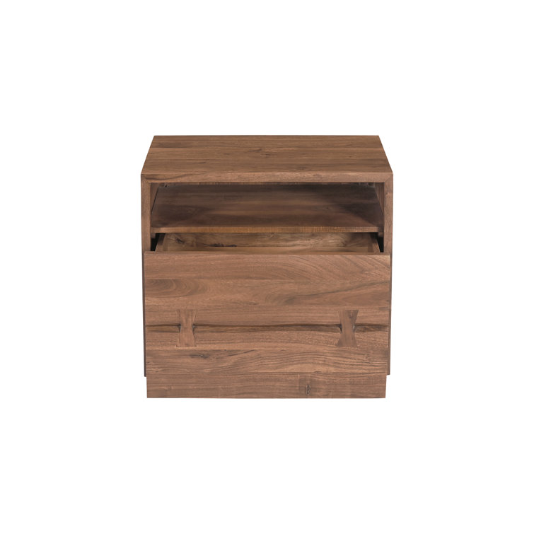 Rustic Brown Mango Wood 26" Nightstand with Iron Base