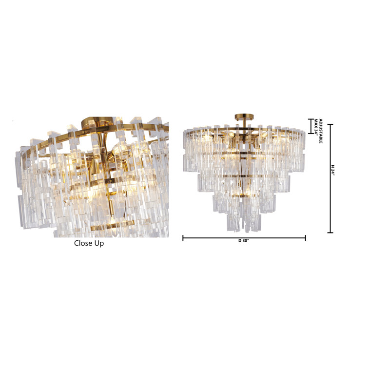 Antique Bronze Crystal Chandelier with Adjustable Rod