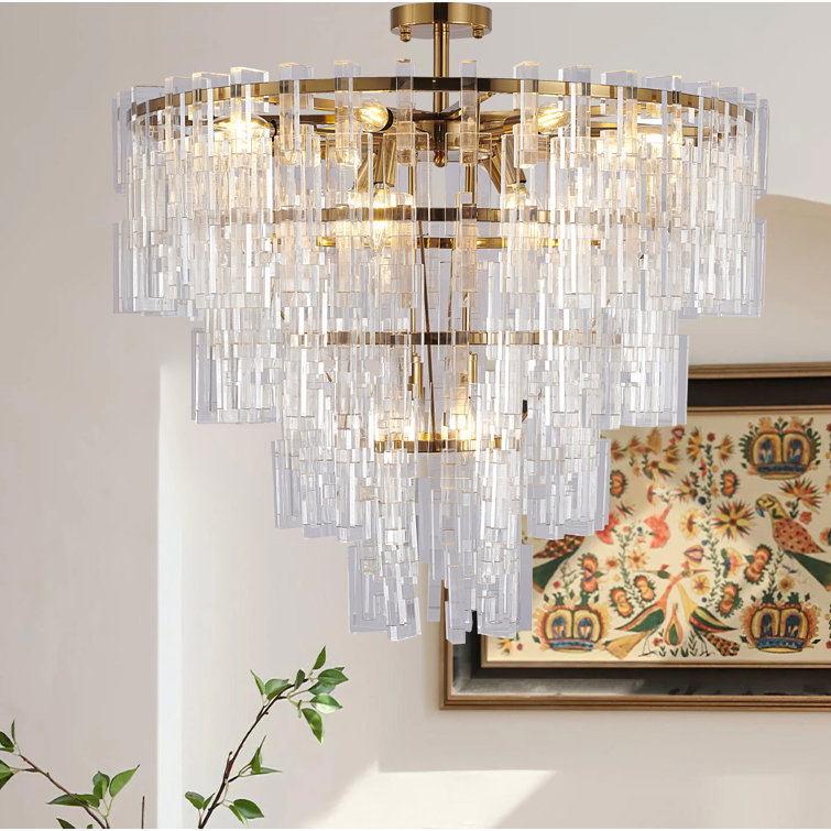 Antique Bronze Crystal Chandelier with Adjustable Rod