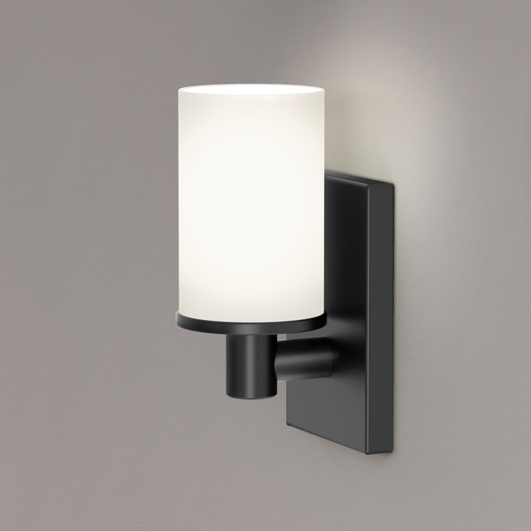 Matte Black Modern Farmhouse Wall Sconce with Frosted Glass Shade