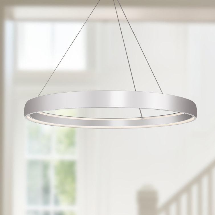 Halo Brushed Silver Aluminum LED Pendant Light