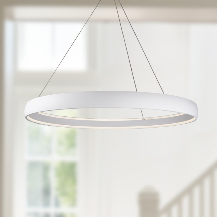 Sleek Circular Halo 52" White Aluminum LED Pendant