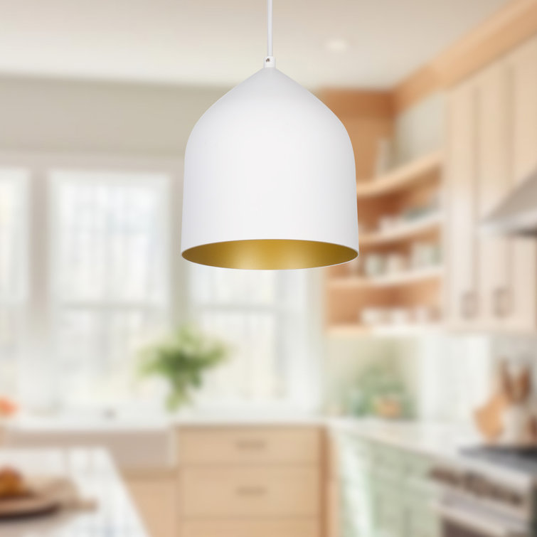 Helena White and Gold Acorn-Shaped LED Pendant Light