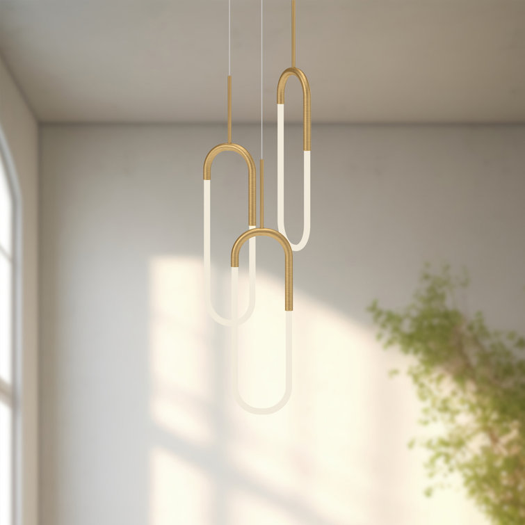 Huron Brushed Gold Slender LED Pendant Light