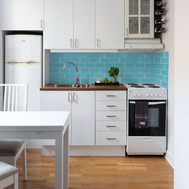 Aqua Blue 3'' x 6'' Glass Peel and Stick Subway Tile
