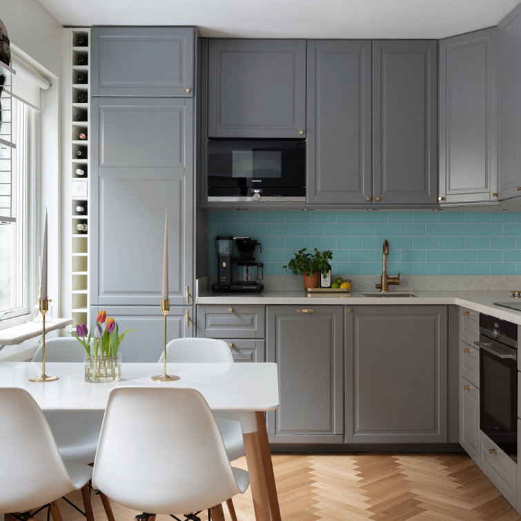 Aqua Blue 3'' x 6'' Glass Peel and Stick Subway Tile