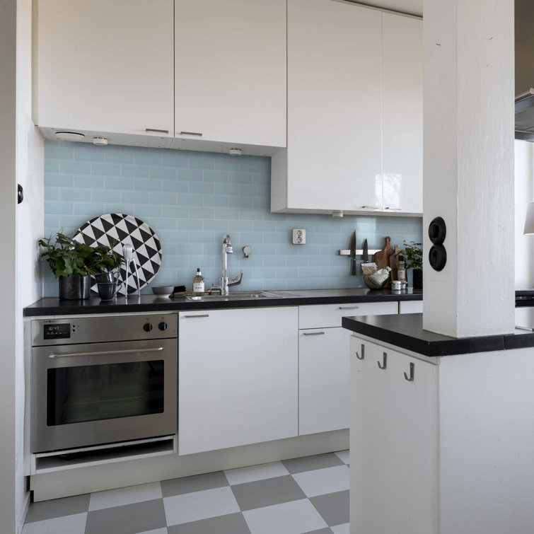 Baby Blue 3'' x 6'' Glass Peel and Stick Subway Tile
