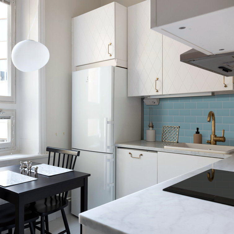 Baby Blue 3'' x 6'' Glass Peel and Stick Subway Tile