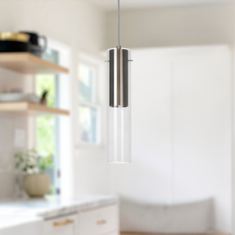Lena Brushed Nickel LED Single Pendant with Clear Glass Shade