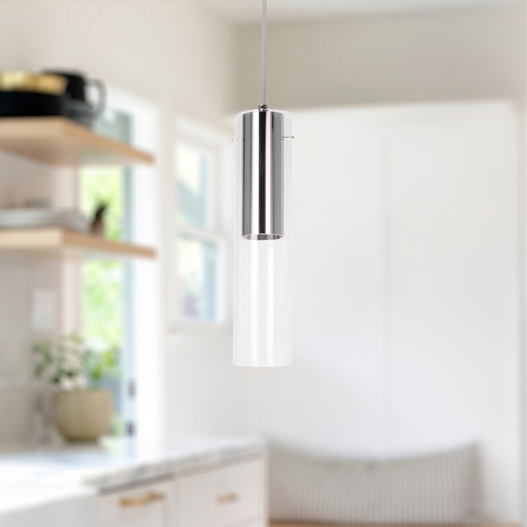 Lena 14.25" Chrome and Glass LED Pendant Light