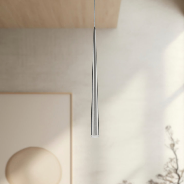 Mina 36" Brushed Nickel LED Glass Pendant Light