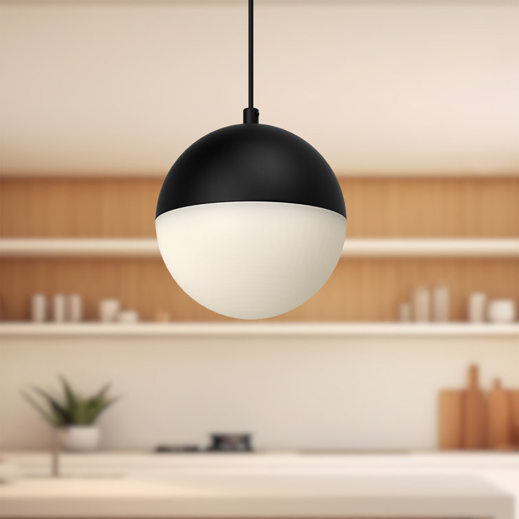 Monae 6" Black Metal and Glass LED Pendant Light