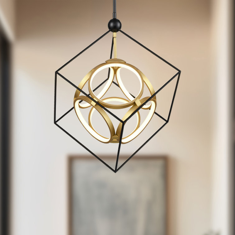 Monza Antique Brass & Black LED Chandelier 26.38" H x 20" W