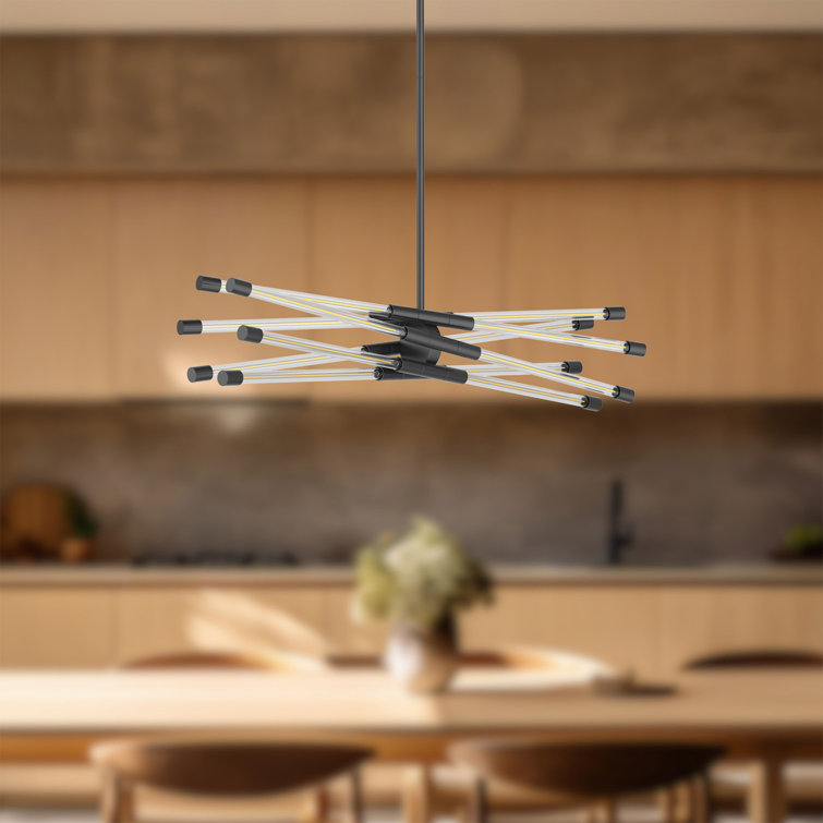 Black Glass LED Island Pendant Light