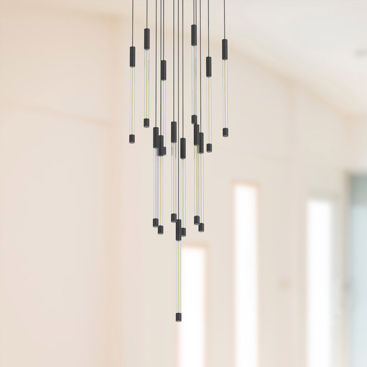 Black Glass 13-Light LED Cluster Pendant