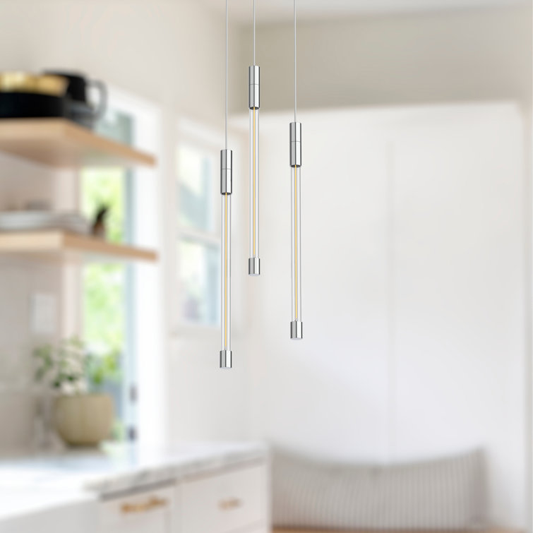 Motif Chrome LED Cluster Pendant with Refractive Glass, 13"H