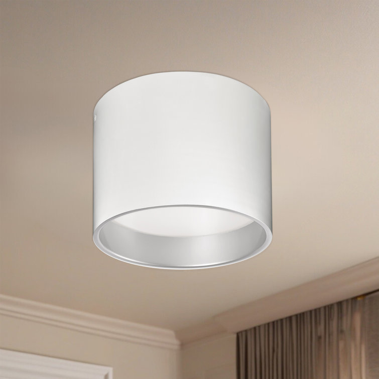 Mousinni 10" Matte Black and White LED Drum Flush Mount