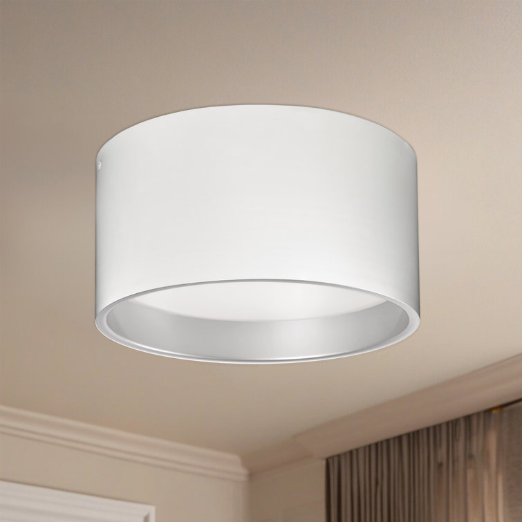 Matte Black and White Aluminum LED Drum Flush Mount