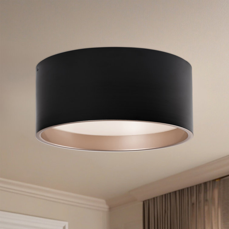 Globo Modern Matte Black Aluminum LED Drum Flush Mount