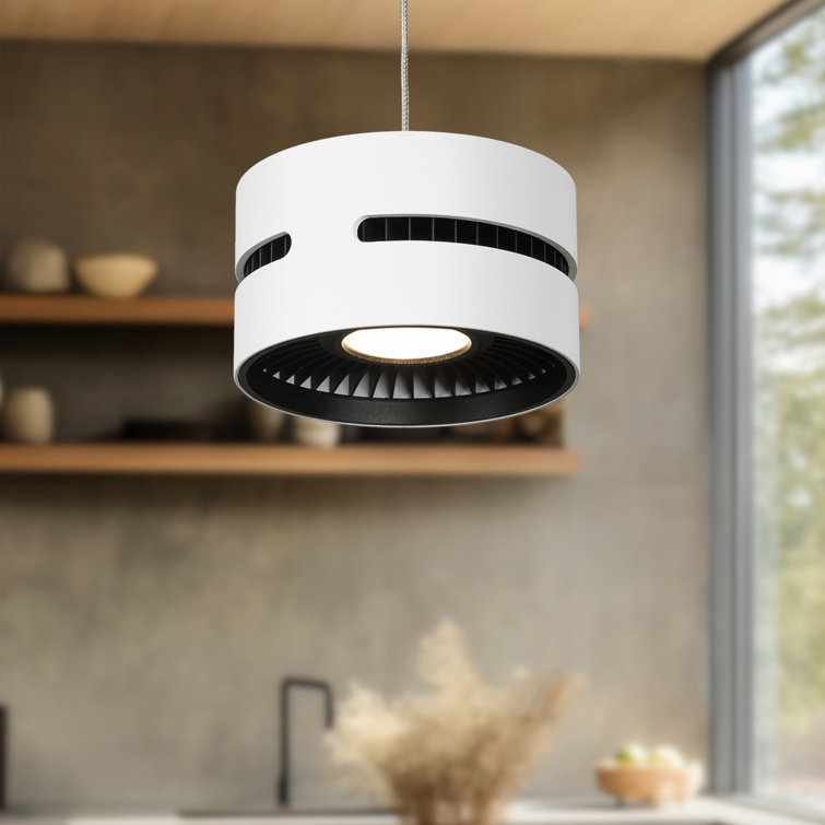 Oxford Sleek White Aluminum LED Drum Pendant Light