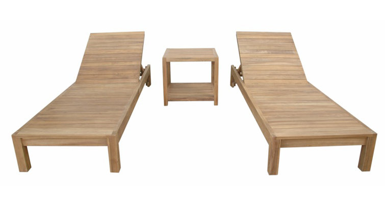 South Bay Glenmore Teak 3-Piece Outdoor Chaise Lounge Set