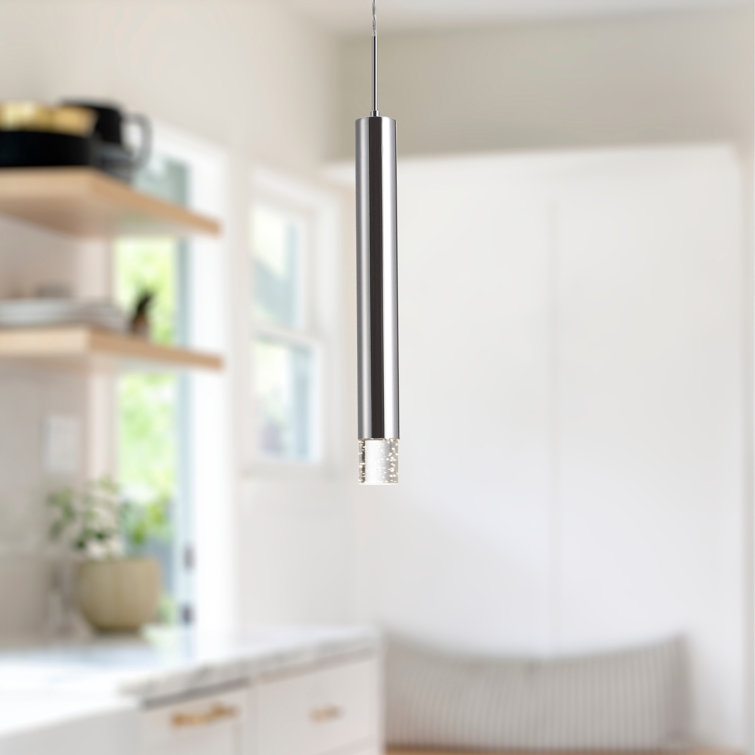 Eclat Crystal LED Chrome Slim Pendant Light 16.38"