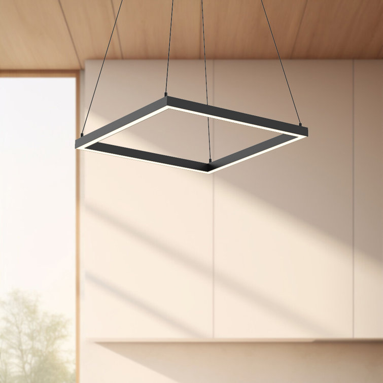 Piazza Airy Black Aluminum LED Square Chandelier