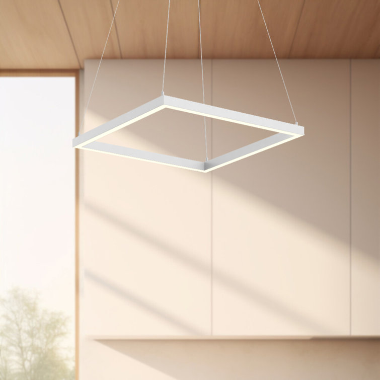 White Aluminum Square LED Pendant Light