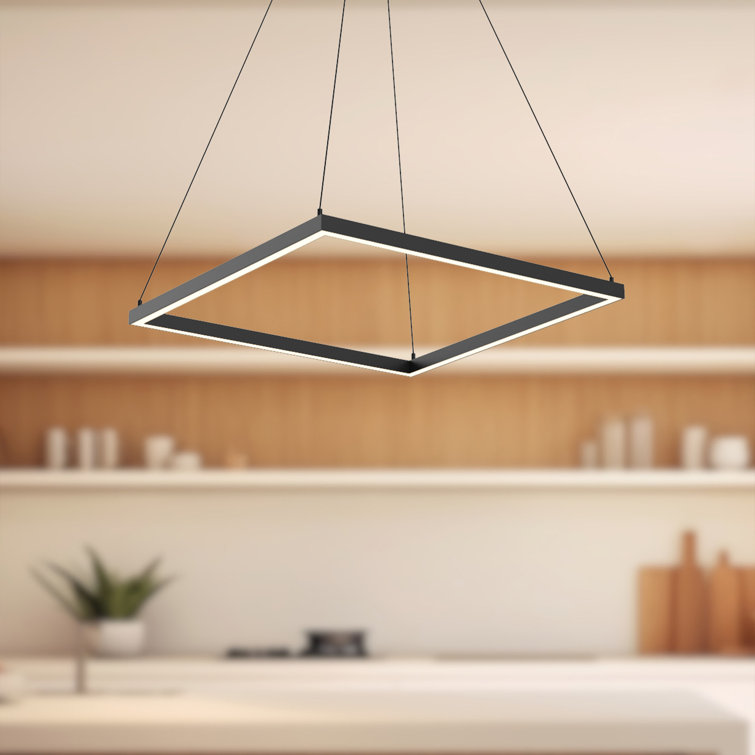 Piazza 24" Square LED Pendant Light in Matte Black Aluminum